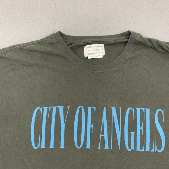 RVCA X Stella City of Angels Graphic Tshirt Size Small Gray 100% Cotton Crewneck - Picture 2 of 12